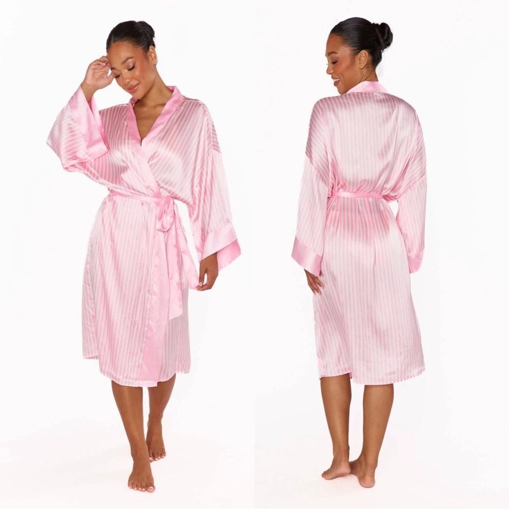 Show Me Your Mumu Harlow Robe One Size NWT Pink Stripe - Picture 3 of 4